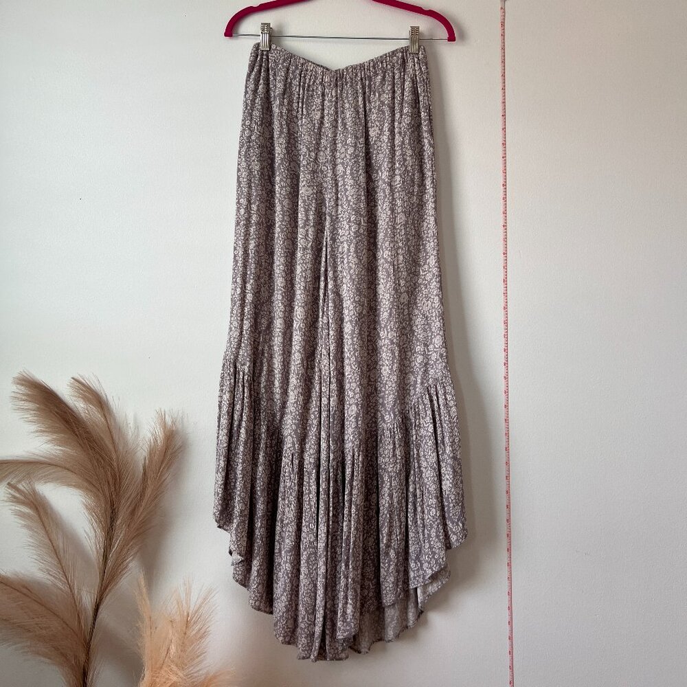 American Eagle Pull‑On Boho Wide‑Leg Pants, Purple & White Floral, Size S